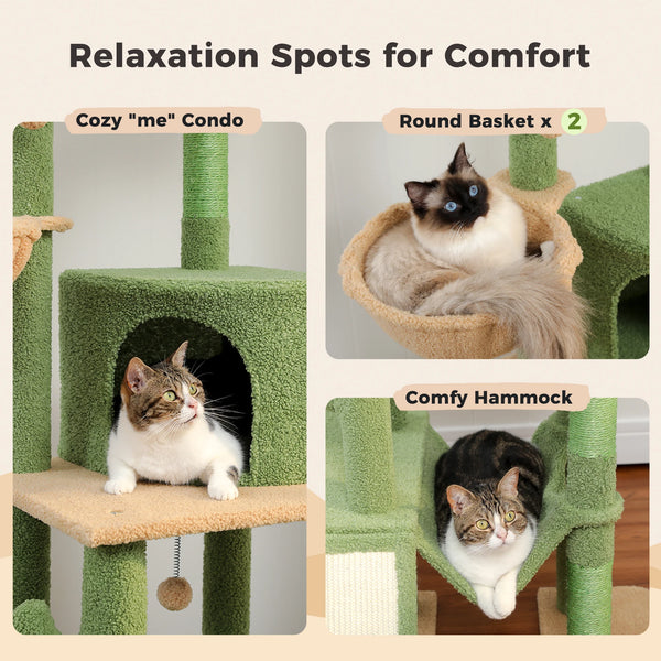 Pawsh Comfort™ Adjustable Floor-to-Ceiling Cat Tree – Tall Indoor Tower with Sisal Scratching Post, Cozy Condo, Hammock & Cat Toys - Image 15
