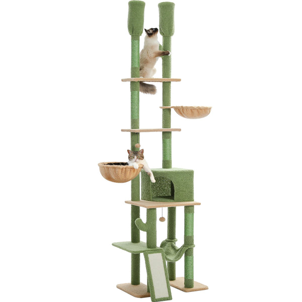 Pawsh Comfort™ Adjustable Floor-to-Ceiling Cat Tree – Tall Indoor Tower with Sisal Scratching Post, Cozy Condo, Hammock & Cat Toys - Image 21