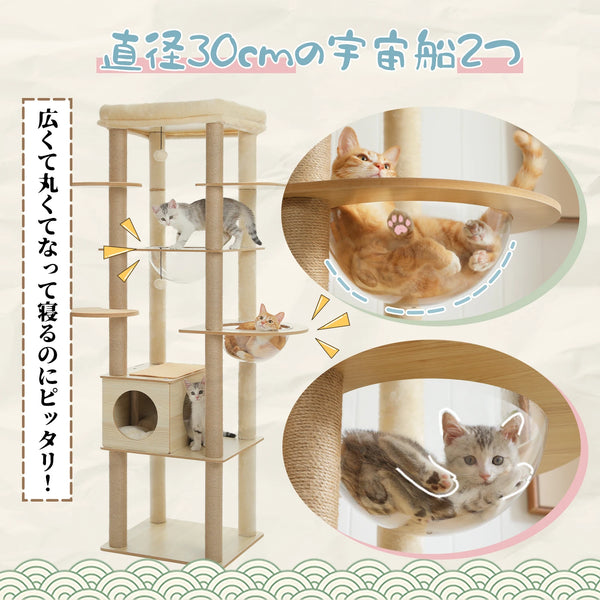 Pawsh Comfort™ Multi-Level Indoor Wood Cat Tree – Spacious Condo, Scratching Posts, Hammock, Top Perch & Cat Toys - Image 16