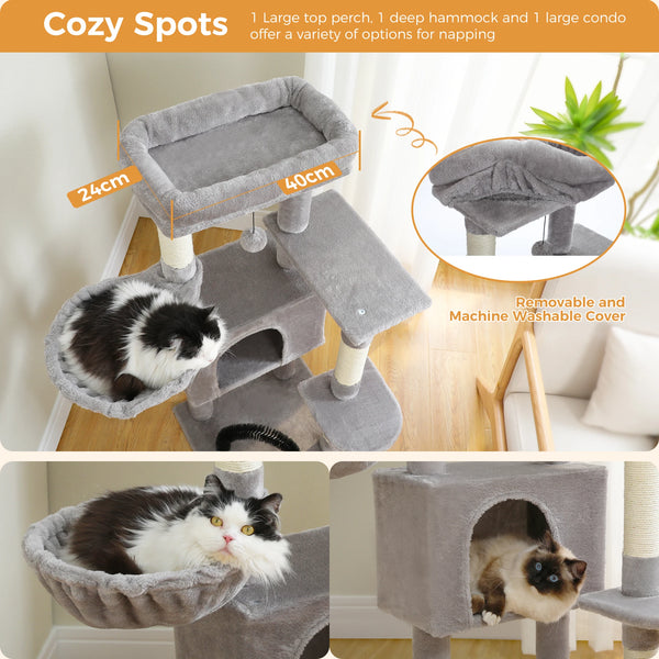 Cat Tree with Toy Cat Tower condo for Indoor Cats Cat House with Padded Plush Perch Cozy Hammock and Sisal Scratching Posts - Image 16