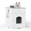 Wooden Pet House Cat Litter Box Enclosure with Drawer, Side Table, Indoor Pet Crate, Cat Home Nightstand - Image 7