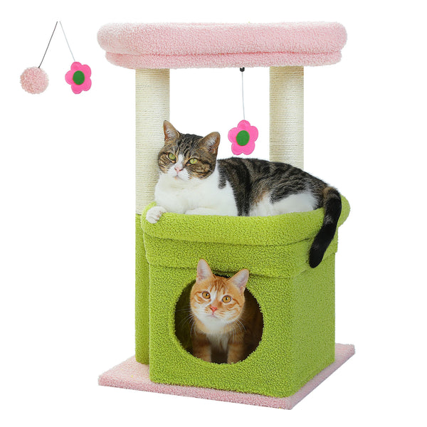 Pawsh Comfort™ Cat Tree Tower – Cozy Condo, Wide Top Perch, Natural Sisal Posts, Soft Plush & Playful Pom-Pom, Ideal for 1-2 Indoor Cats - Image 28