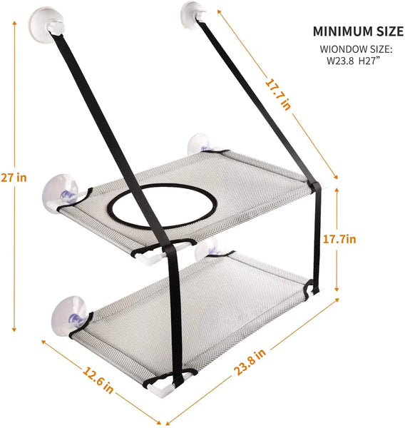 Cat Bed Hanging Window Double-Layer Pet Hammock Sunny Window Seat Kitten Nest Durable Bed for Cats Bearing 25 KG Cat Accessories - Image 6