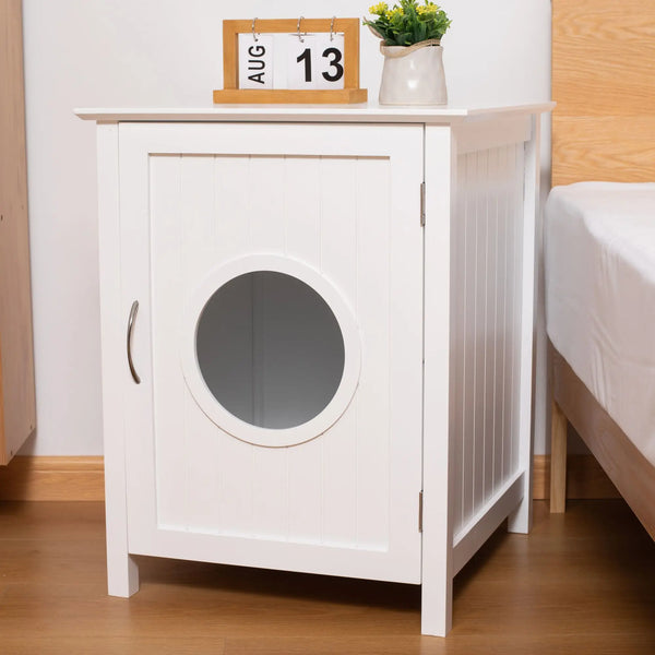 Hidden Wooden Cat Litter Box Cabinet – Indoor Furniture, Stylish & Functional - Image 1