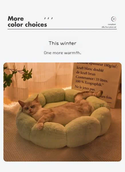 40CM Flower Soft Cat Bed Comfortable Sleep Pet Bed Cat Sleeping Mat Long Plush Dogs Basket Cushion Cat Mat Animals Sleeping Sofa - Image 18