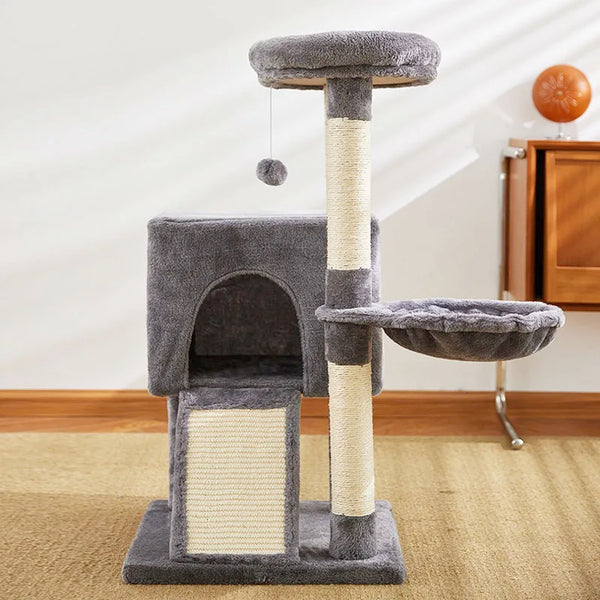 Pawsh Comfort™ Luxury Cat Tree – Double Condos, Spacious Perch, Hammock, Fully Wrapped Sisal Scratching Posts & Dangling Balls - Image 6