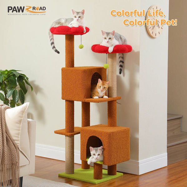 Pawsh Comfort™ Cactus Cat Tree – 133cm Indoor Cat Tower with 2 Padded Perches, 2 Condos & 2 Scratching Posts - Image 15