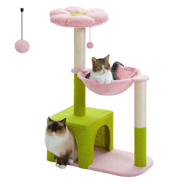 Pawsh Comfort™ Flower Cat Tree – Large Metal Frame Hammock, Sisal Scratching Posts & Pink Perch, Small Indoor Cat Tower - Image 19