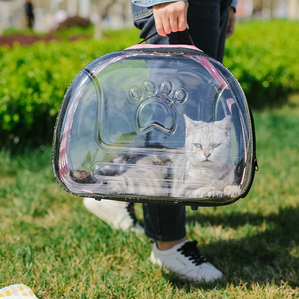 Pawsh Comfort™ Portable Transparent Capsule Cat Carrier Shoulder Bag – Breathable Outdoor Travel Handbag for Puppies & Kittens - Image 16