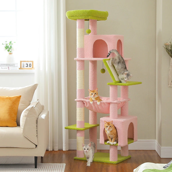 Pawsh Comfort™ 180cm Large Cat Tree Tower – Spacious Climbing Frame with Sisal Scratching Post, Hammock & Perch - Image 27
