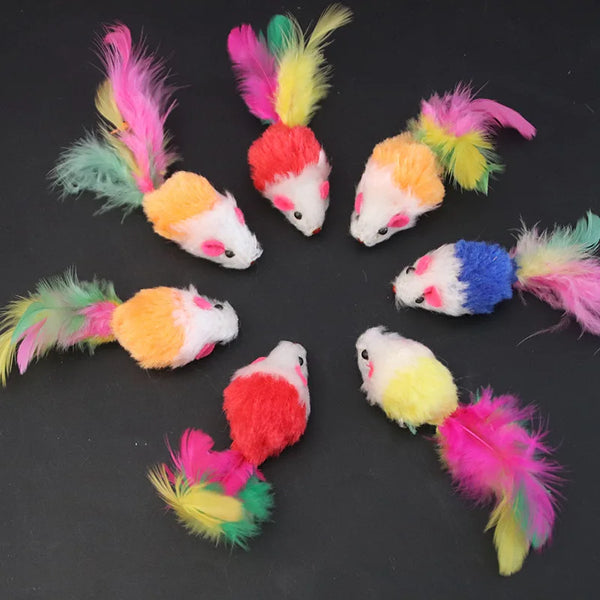 1pcs Cat Toys Interactive Cute Soft Fleece False Mouse Colorful Feather Funny Playing Training Toy for Cats Kitten Pet Supplies - Image 3