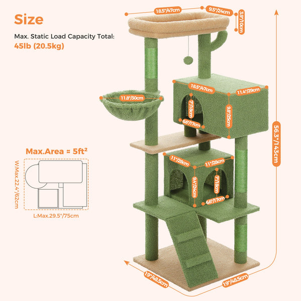 Cat Tree with Toy Cat Tower condo for Indoor Cats Cat House with Padded Plush Perch Cozy Hammock and Sisal Scratching Posts - Image 44