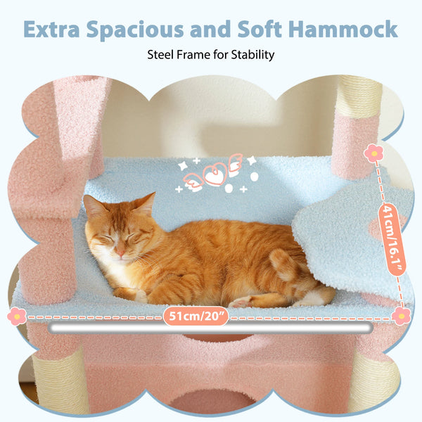Pawsh Comfort™ 184cm Large Indoor Cat Tree Tower – Sisal-Covered Scratching Posts, Spacious Hammock, Padded Perches & Condos, Blue - Image 5