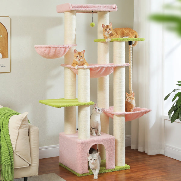 Pawsh Comfort™ Large Cat Tree for Big Cats – Robust Multi-Level Tower with Hammock, 11 Sisal Posts & Large Perch - Image 16