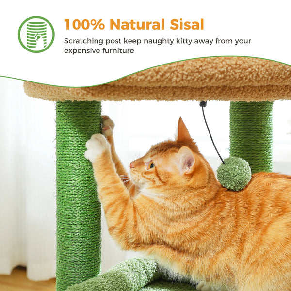Pawsh Comfort™ Cat Tree Tower – Cozy Condo, Wide Top Perch, Natural Sisal Posts, Soft Plush & Playful Pom-Pom, Ideal for 1-2 Indoor Cats - Image 25