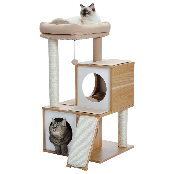 Pawsh Comfort™ Wooden Cat Tower – Double Condos, Spacious Perch, Fully Wrapped Sisal Scratching Posts & Replaceable Dangling Balls - Image 40