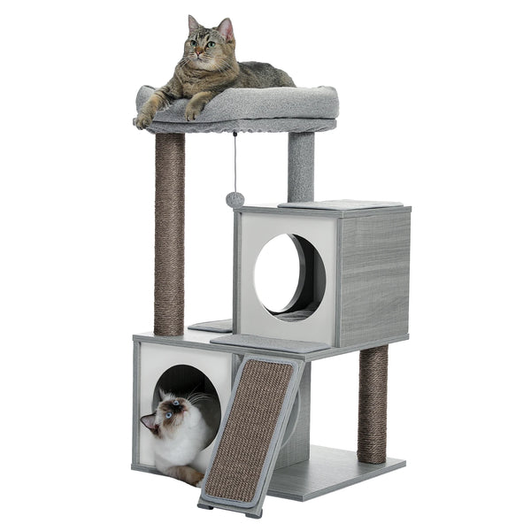 Pawsh Comfort™ Wooden Cat Tower – Double Condos, Spacious Perch, Fully Wrapped Sisal Scratching Posts & Replaceable Dangling Balls - Image 9