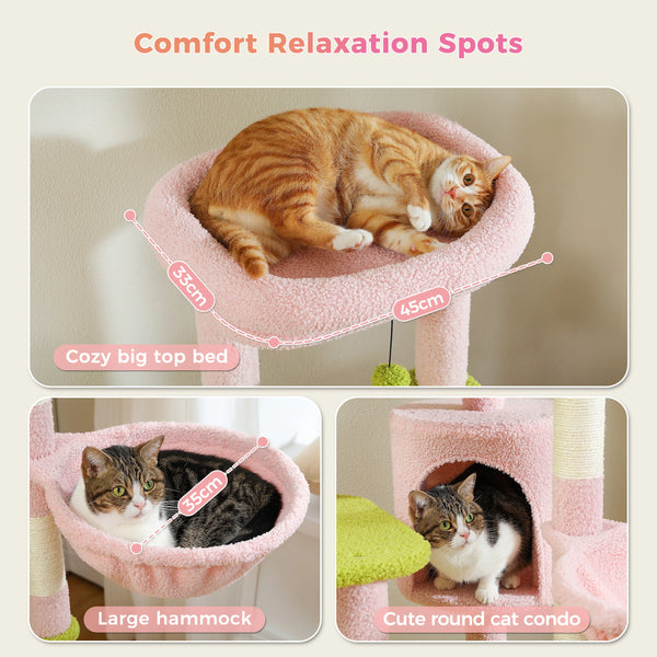 Pawsh Comfort™ Multi-Level Indoor Cat Tree – Tall Tower with Scratching Posts, Hammock, Large Perches, Hanging Balls & Spacious Condo House - Image 27