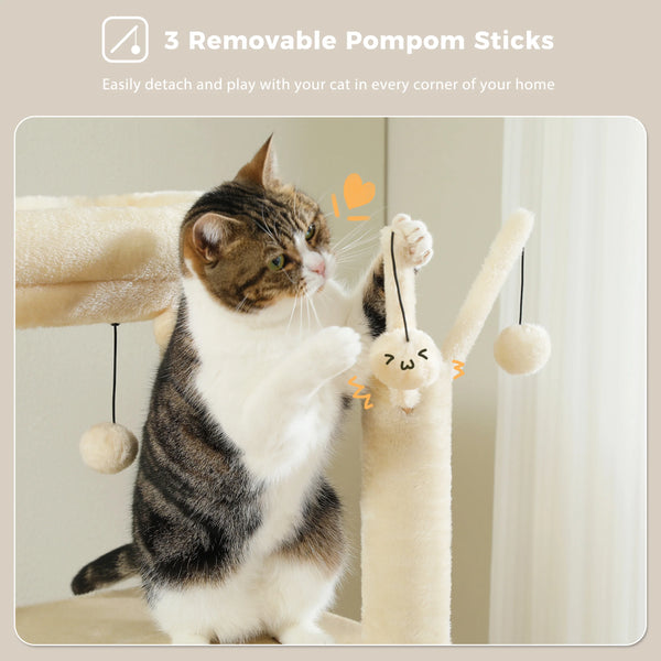 Pawsh Comfort™ Multi-Level Indoor Cat Tree – Tall Tower with Scratching Posts, Hammock, Large Perches, Hanging Balls & Spacious Condo House - Image 11