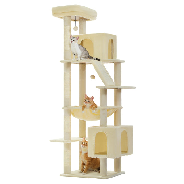 Pawsh Comfort™ 180cm Large Cat Tree Tower – Spacious Climbing Frame with Sisal Scratching Post, Hammock & Perch - Image 29