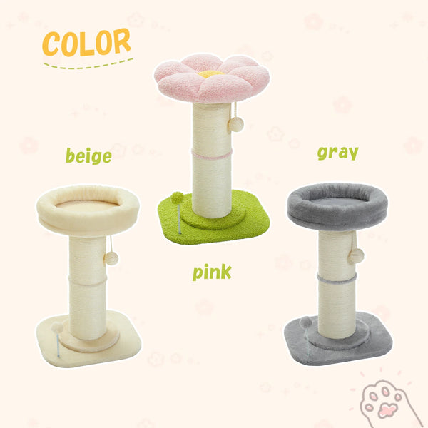 Pawsh Comfort™ Flower Small Cat Tree – Indoor Cat Scratching Post with Super Thick Natural Sisal, Pink Removable Perch, Mat & Playful Balls - Image 17