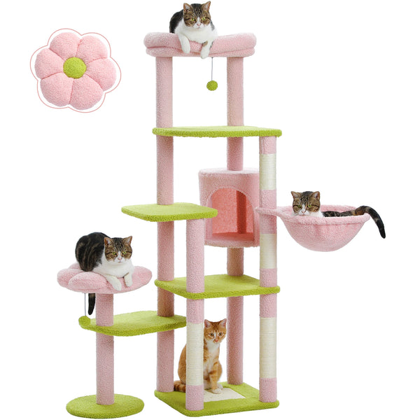 Pawsh Comfort™ Multi-Level Indoor Cat Tree – Tall Tower with Scratching Posts, Hammock, Large Perches, Hanging Balls & Spacious Condo House - Image 39