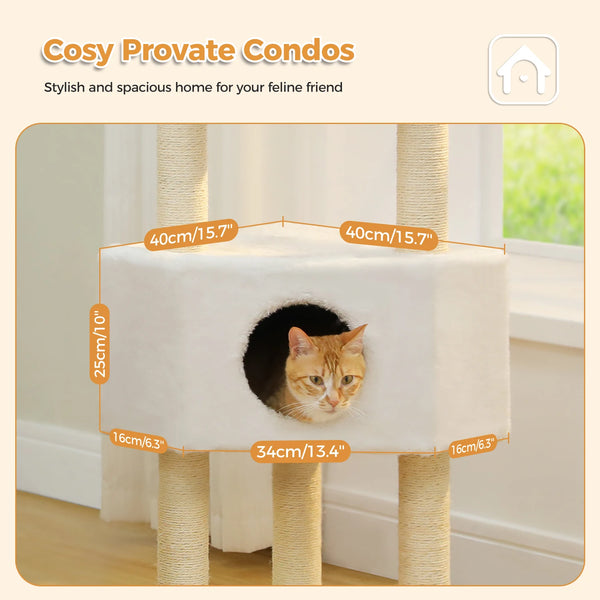 Cat Tree with Toy Cat Tower condo for Indoor Cats Cat House with Padded Plush Perch Cozy Hammock and Sisal Scratching Posts - Image 9