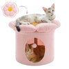 Cat Beds for Indoor Cats, Large Cat House with Removable Flower Cat Bed, Cute Cat Cave Cat Hideaway, Indoor Cat House Condo - Image 16