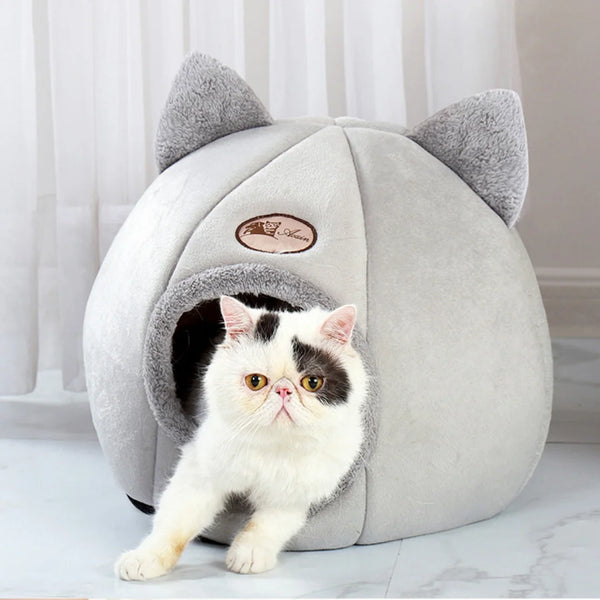 Pet bed with cat ears cat bed for small medium large cats Keep warm in winter  Comfortable and soft Machine washable - Image 1