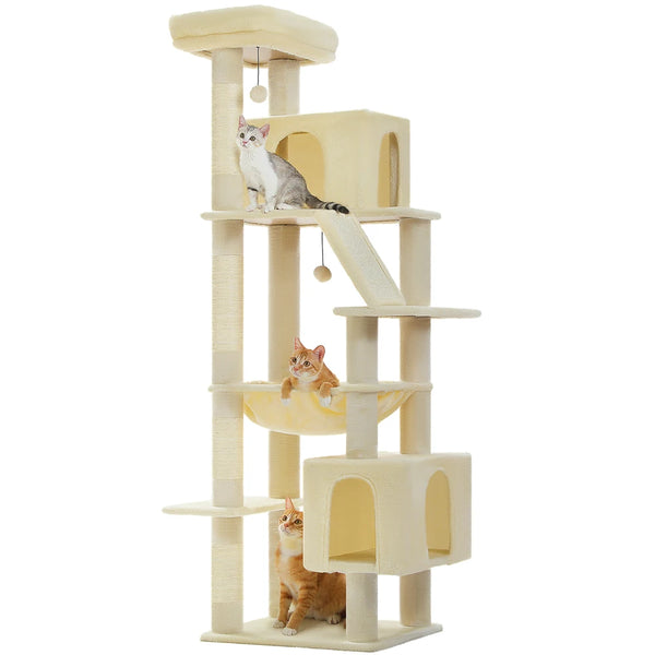 Pawsh Comfort™ 180cm Large Cat Tree Tower – Spacious Climbing Frame with Sisal Scratching Post, Hammock & Perch - Image 20