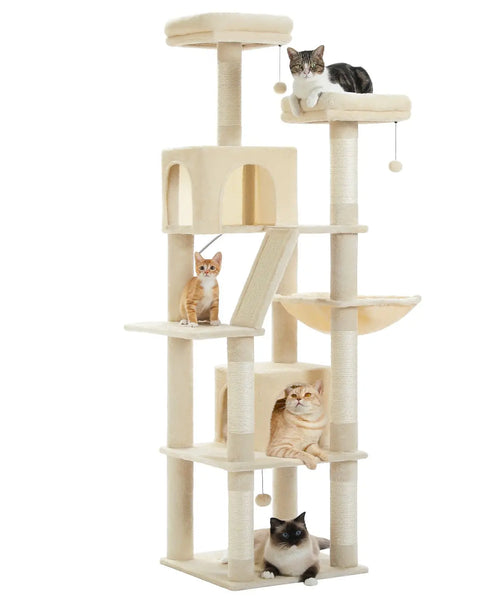 Pawsh Comfort™ Large Indoor Cat Tree – 180cm Tall Multi-Level Plush Tower with Sisal Scratching, Condos & Perches - Image 10
