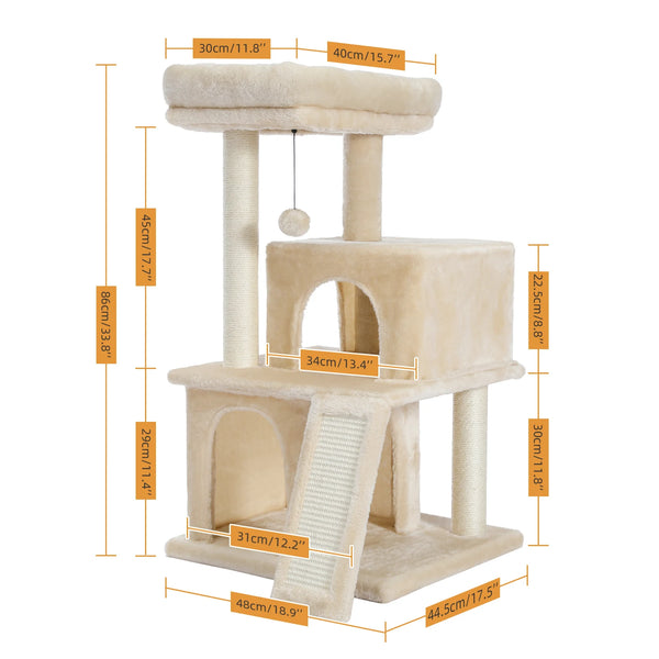 Pawsh Comfort™ Wooden Cat Tower – Double Condos, Spacious Perch, Fully Wrapped Sisal Scratching Posts & Replaceable Dangling Balls - Image 21