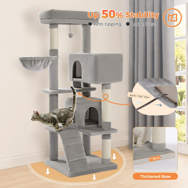 Cat Tree with Toy Cat Tower condo for Indoor Cats Cat House with Padded Plush Perch Cozy Hammock and Sisal Scratching Posts - Image 28