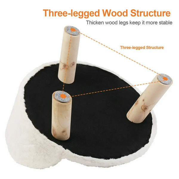 Luxury Soft Cat Bed Warm Plush Fabric Pet Nesting Chair Bed Washable Couch Wood Legs with Cushion Pad  for Small Pets - Image 4