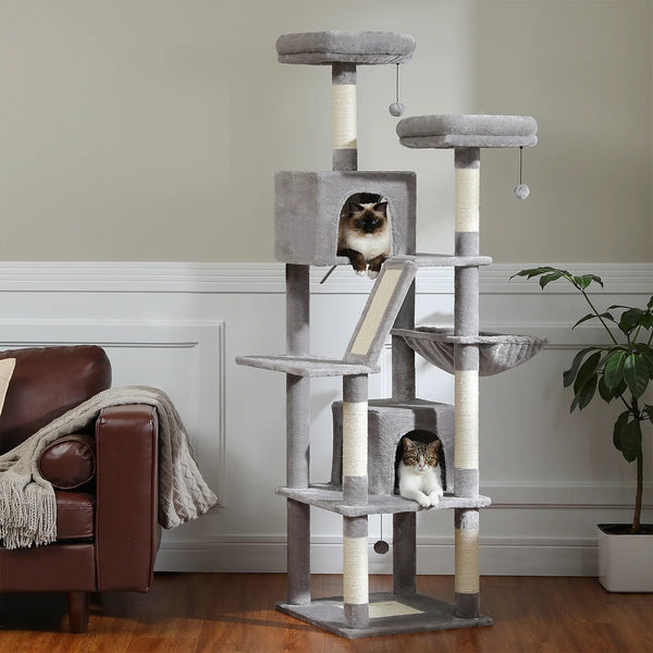 Pawsh Comfort™ Large Indoor Cat Tree – 180cm Tall Multi-Level Plush Tower with Sisal Scratching, Condos & Perches - Image 14