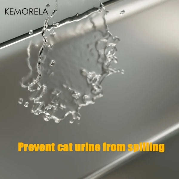 Stainless Steel Litter Box With Litter Mat And Litter Spade Lid High Side Suitable For Large Cats Closed Litter Tray With Spoon - Image 7