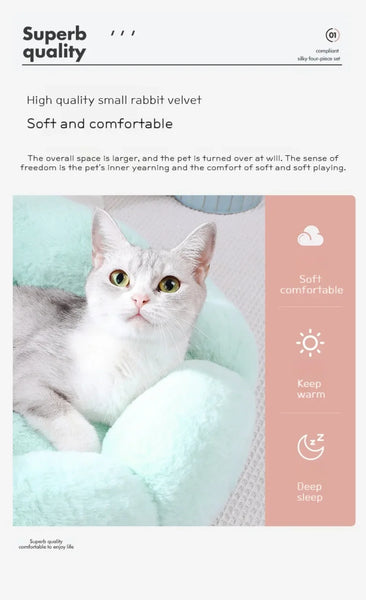 Flower Soft Cat Bed Cat Sleeping Mat Comfortable Sleep Pet Bed Long Plush Dogs Basket Cushion Cats Mat Animals Sleeping Sofa - Image 13