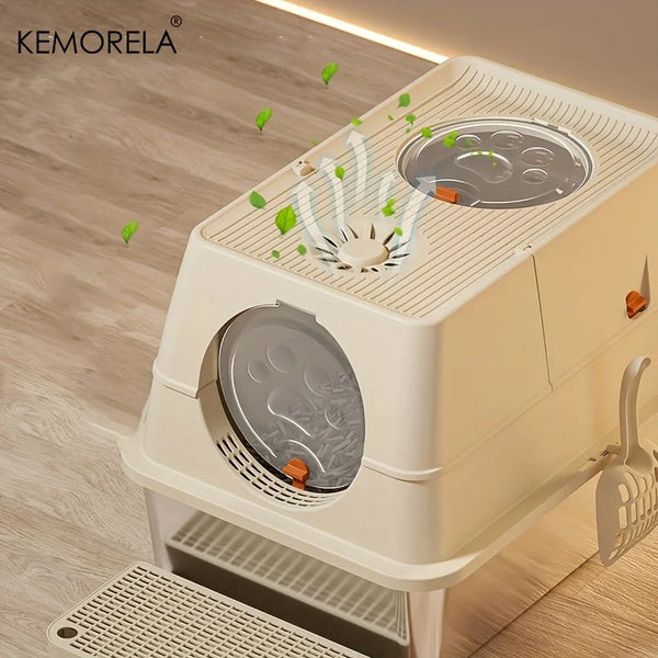 KEMORELA Stainless Steel Cat Litter Box XLExtra Large Litter Box for Big Cats Enclosed Removable with High Sided Enclosure Scoop - Image 2