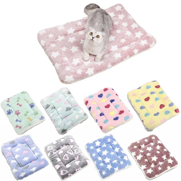Soft Cat Bed Mats Short Plush Pet Sleeping Bed Mats for Cats Small Dogs Cute Pet Pad Blanket Warm Kitten Cushion Cat Accessories - Image 1