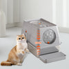 Stainless Steel Litter Box with Lid Anti-Leakage Non Stick Surface XXL Cat Litter Pan w/Scoop & Steps 60x40x39cm - Image 2