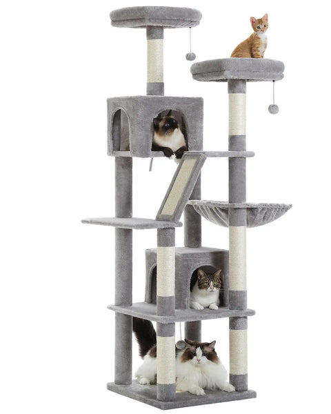 Pawsh Comfort™ Large Indoor Cat Tree – 180cm Tall Multi-Level Plush Tower with Sisal Scratching, Condos & Perches - Image 13