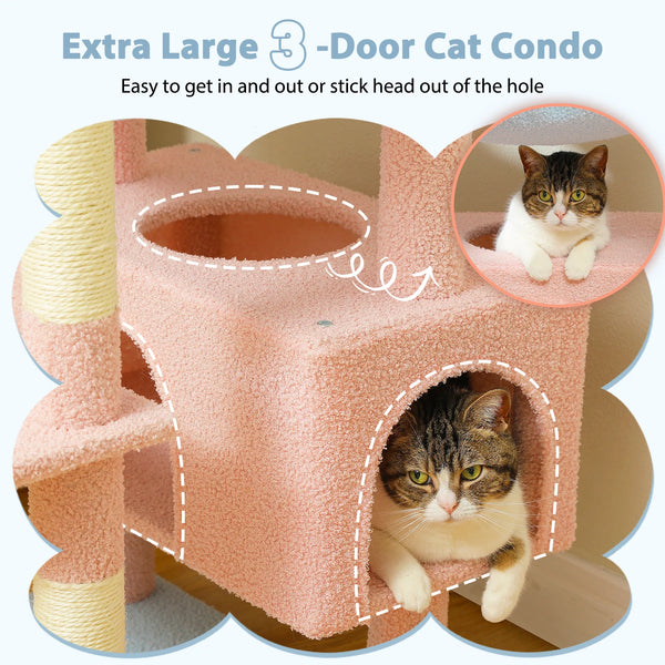 Pawsh Comfort™ 184cm Large Indoor Cat Tree Tower – Sisal-Covered Scratching Posts, Spacious Hammock, Padded Perches & Condos, Blue - Image 8