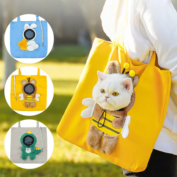 Pawsh Comfort™ Fashion Cute Cat Canvas Shoulder Bag – Portable Pet Carrier for Cats, Dogs, Puppies & Kittens - Image 3