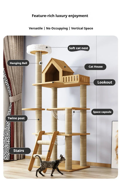 Pawsh Comfort™ Cat Climbing Frame Tower for Large Cats – Large Hammock, Sisal-Covered Scratching Posts, Cozy Condo & Top Perch - Image 10