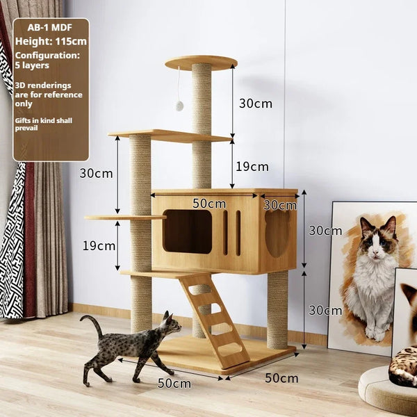 Pawsh Comfort™ Cat Climbing Frame Tower for Large Cats – Large Hammock, Sisal-Covered Scratching Posts, Cozy Condo & Top Perch - Image 20