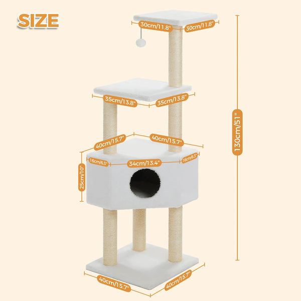 Cat Tree with Toy Cat Tower condo for Indoor Cats Cat House with Padded Plush Perch Cozy Hammock and Sisal Scratching Posts - Image 8