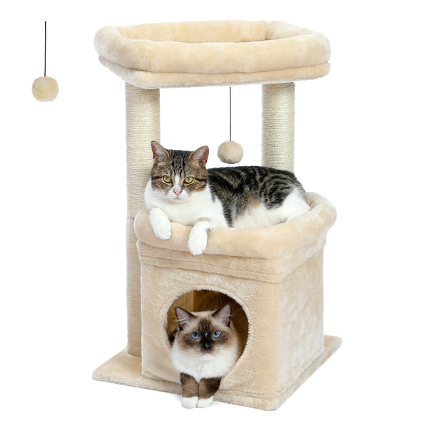 Pawsh Comfort™ Cat Tree Tower – Cozy Condo, Wide Top Perch, Natural Sisal Posts, Soft Plush & Playful Pom-Pom, Ideal for 1-2 Indoor Cats - Image 31