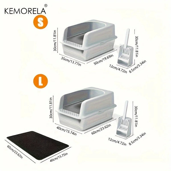 Stainless Steel Litter Box With Litter Mat And Litter Spade Lid High Side Suitable For Large Cats Closed Litter Tray With Spoon - Image 6