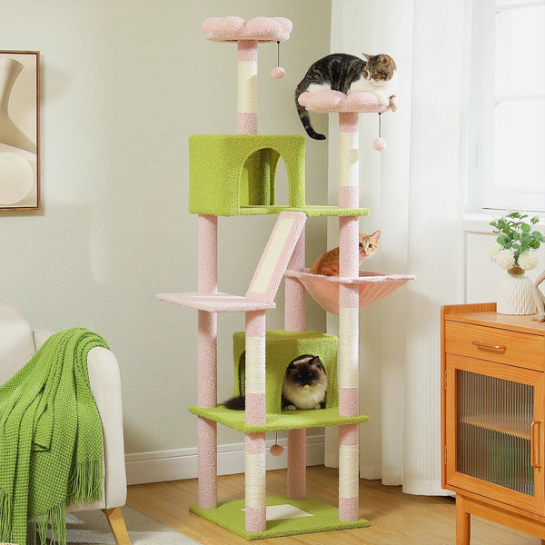 Pawsh Comfort™ Large Indoor Cat Tree – 180cm Tall Multi-Level Plush Tower with Sisal Scratching, Condos & Perches - Image 2