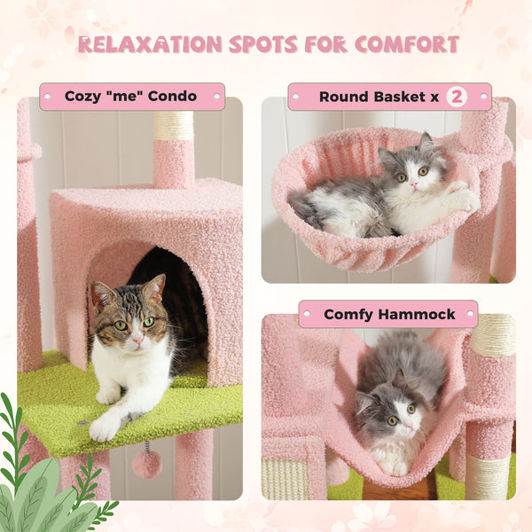 Pawsh Comfort™ Adjustable Floor-to-Ceiling Cat Tree – Tall Indoor Tower with Sisal Scratching Post, Cozy Condo, Hammock & Cat Toys - Image 7